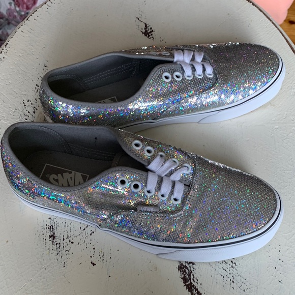 Vans Shoes - Vans Shimmering Silver Glitter Shoes